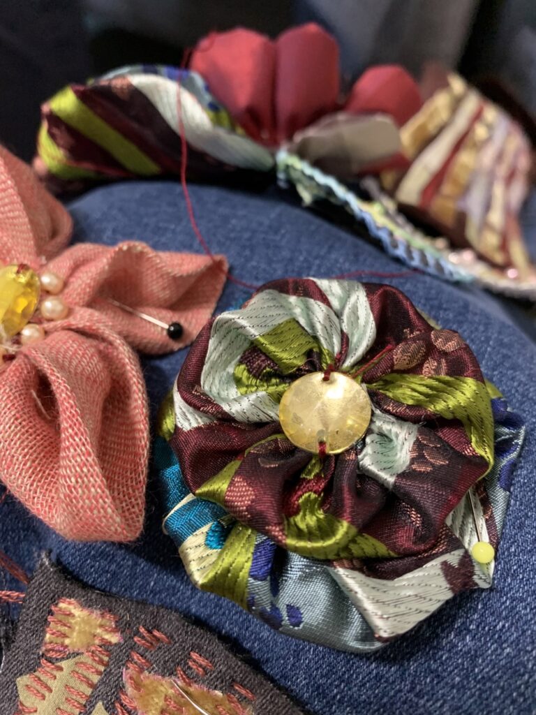 Fashion accessories made from recycled fabric off cuts